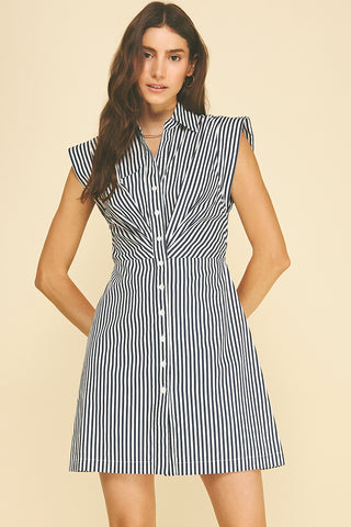 Stripe Cap Sleeve Mini Dress