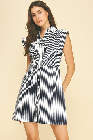 Stripe Cap Sleeve Mini Dress