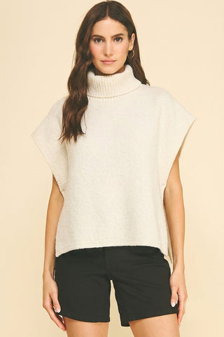 Turtle Neck Knit Vest Poncho