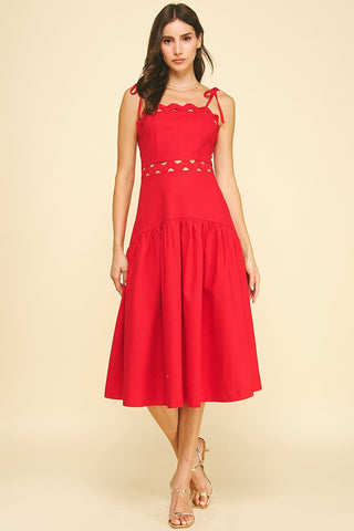 Red Scallop Detail Midi