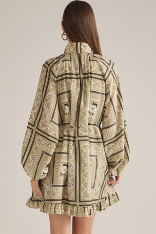 Long Sleeve Geo Print Dress