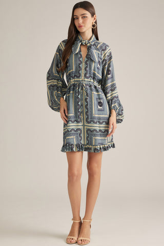 Long Sleeve Geo Print Dress