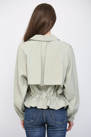 Drawstring Waist Spread Collar Jacket
