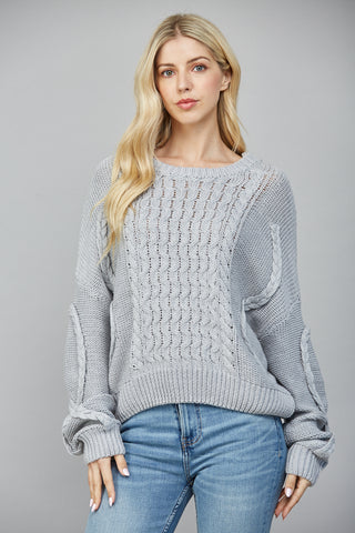 Gray Cable Knit Sweater