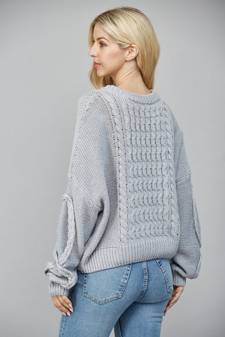 Gray Cable Knit Sweater