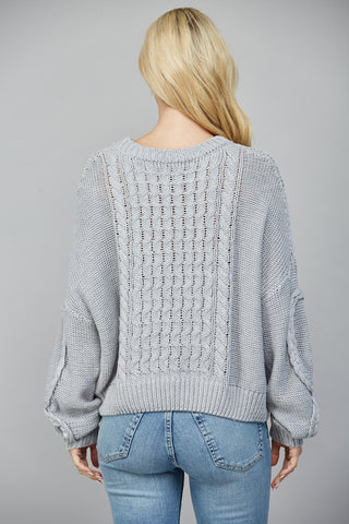 Gray Cable Knit Sweater