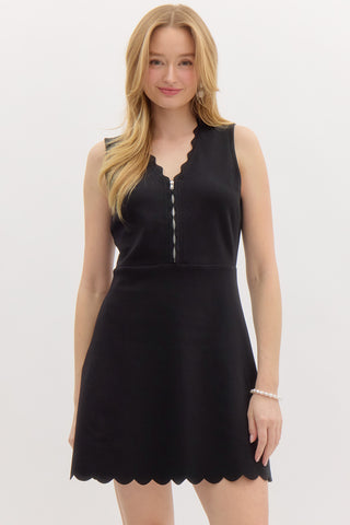 Black Scallop Athletic Dress