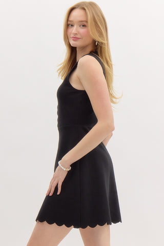 Black Scallop Athletic Dress