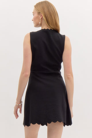 Black Scallop Athletic Dress