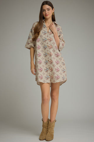 Ecru Mini Shirt Dress