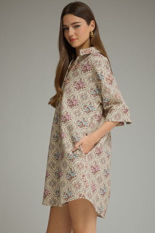 Ecru Mini Shirt Dress