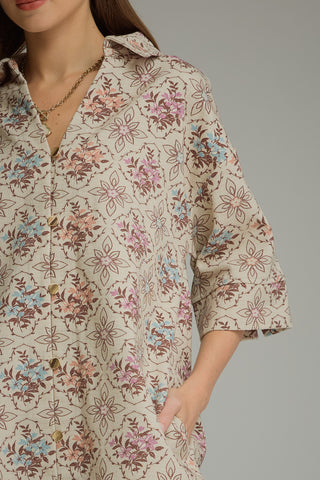 Ecru Mini Shirt Dress