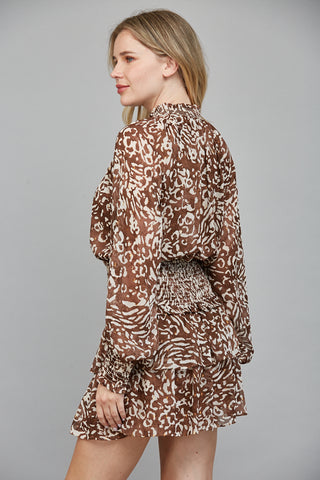 Brown Animal Print Mini Dress