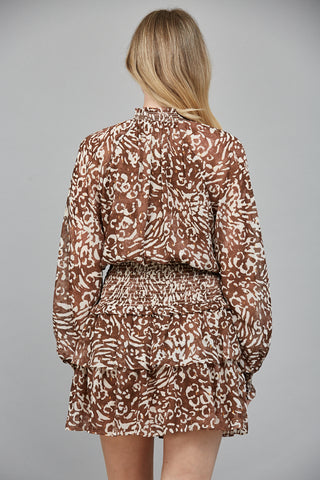 Brown Animal Print Mini Dress