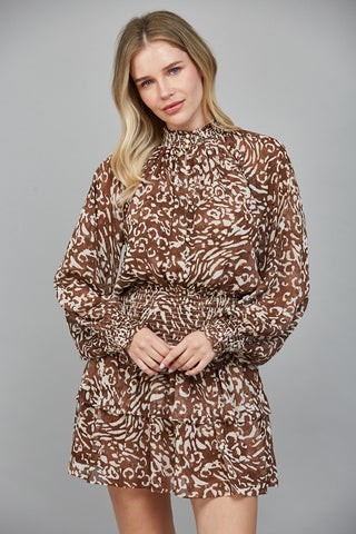 Brown Animal Print Mini Dress
