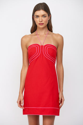 Red Halter Neck Mini