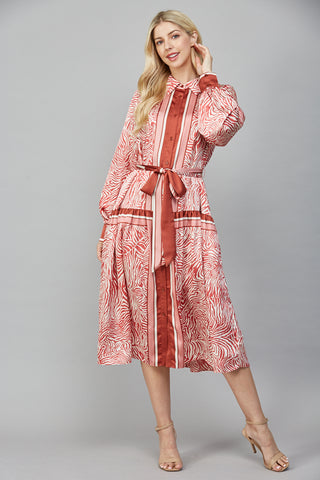 Rose Animal Print Midi Dress