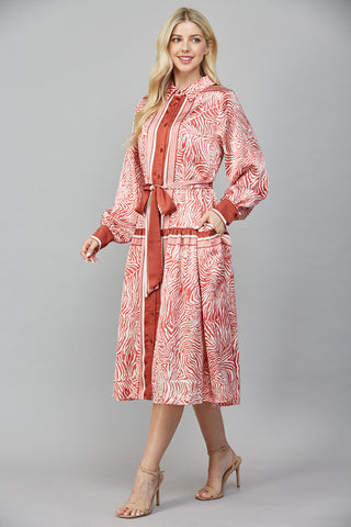 Rose Animal Print Midi Dress