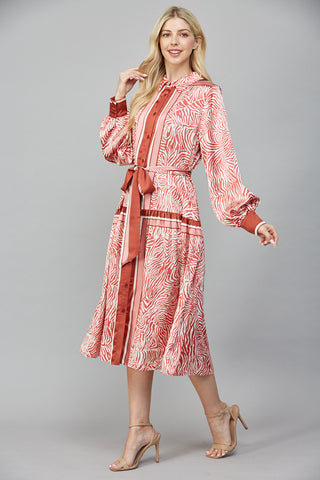 Rose Animal Print Midi Dress