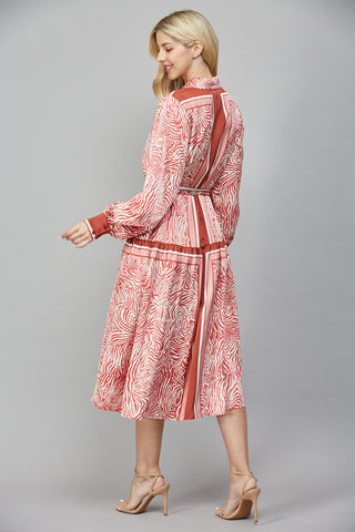 Rose Animal Print Midi Dress