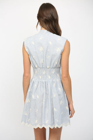 Floral Embroidered Front Zip Mini