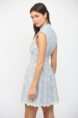 Floral Embroidered Front Zip Mini