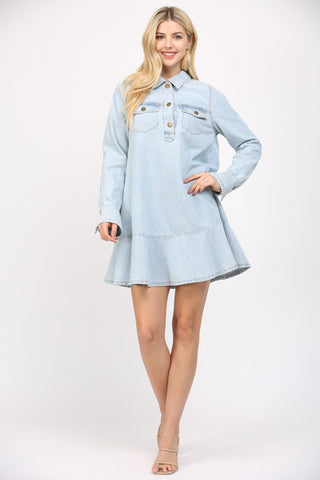 Long Sleeve Denim Mini Dress