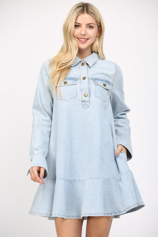 Long Sleeve Denim Mini Dress