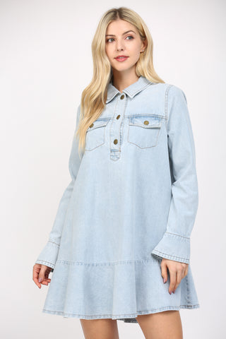 Long Sleeve Denim Mini Dress