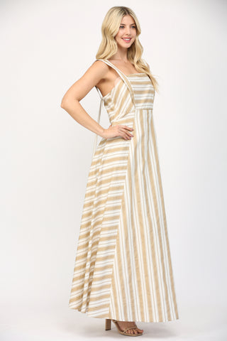White and Taupe Stripe Maxi