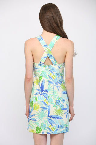 Tropical Cross Back Linen Dress