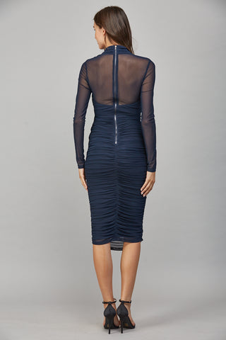 Navy Ruched Bodycon Dress