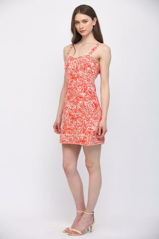 Abstract Floral Linen Mini Dress