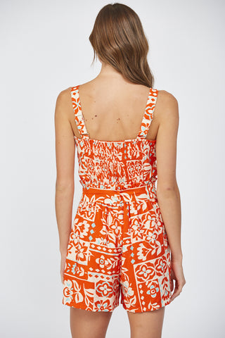 Orange Tropical Romper