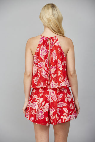 Red Floral Romper