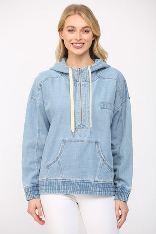 Denim Quarter Zip Pullover