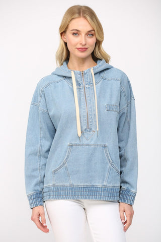 Denim Quarter Zip Pullover