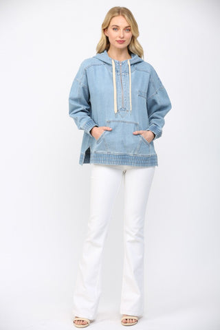 Denim Quarter Zip Pullover