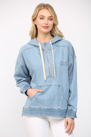 Denim Quarter Zip Pullover