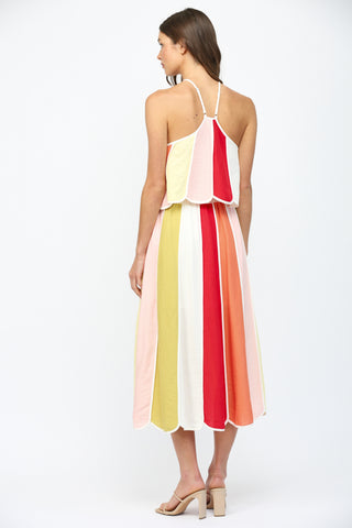 Color Block Midi Skirt Set