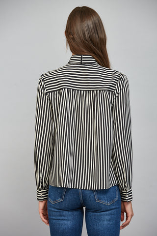 Stripe Tie Neck Blouse
