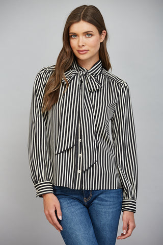 Stripe Tie Neck Blouse