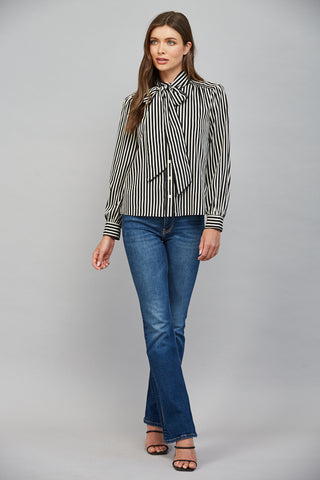 Stripe Tie Neck Blouse