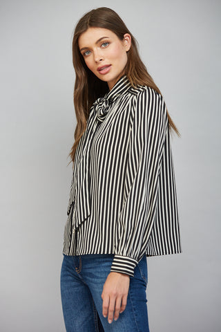 Stripe Tie Neck Blouse