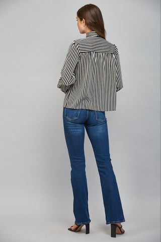 Stripe Tie Neck Blouse