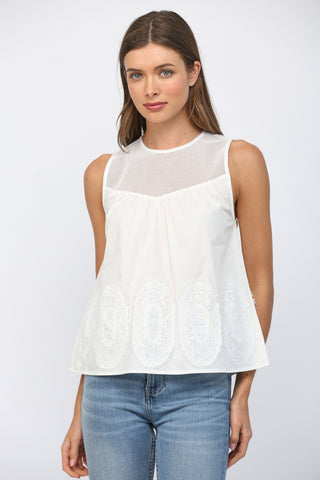 Mesh Applique Sleeveless Top
