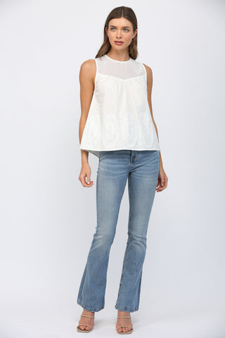 Mesh Applique Sleeveless Top