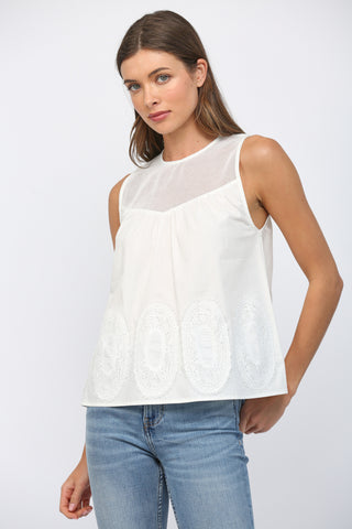 Mesh Applique Sleeveless Top