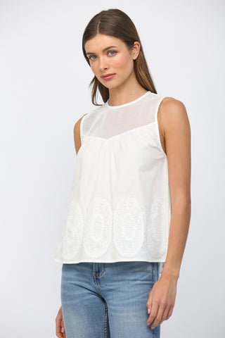 Mesh Applique Sleeveless Top