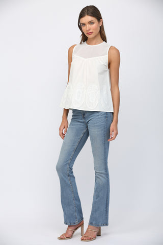 Mesh Applique Sleeveless Top